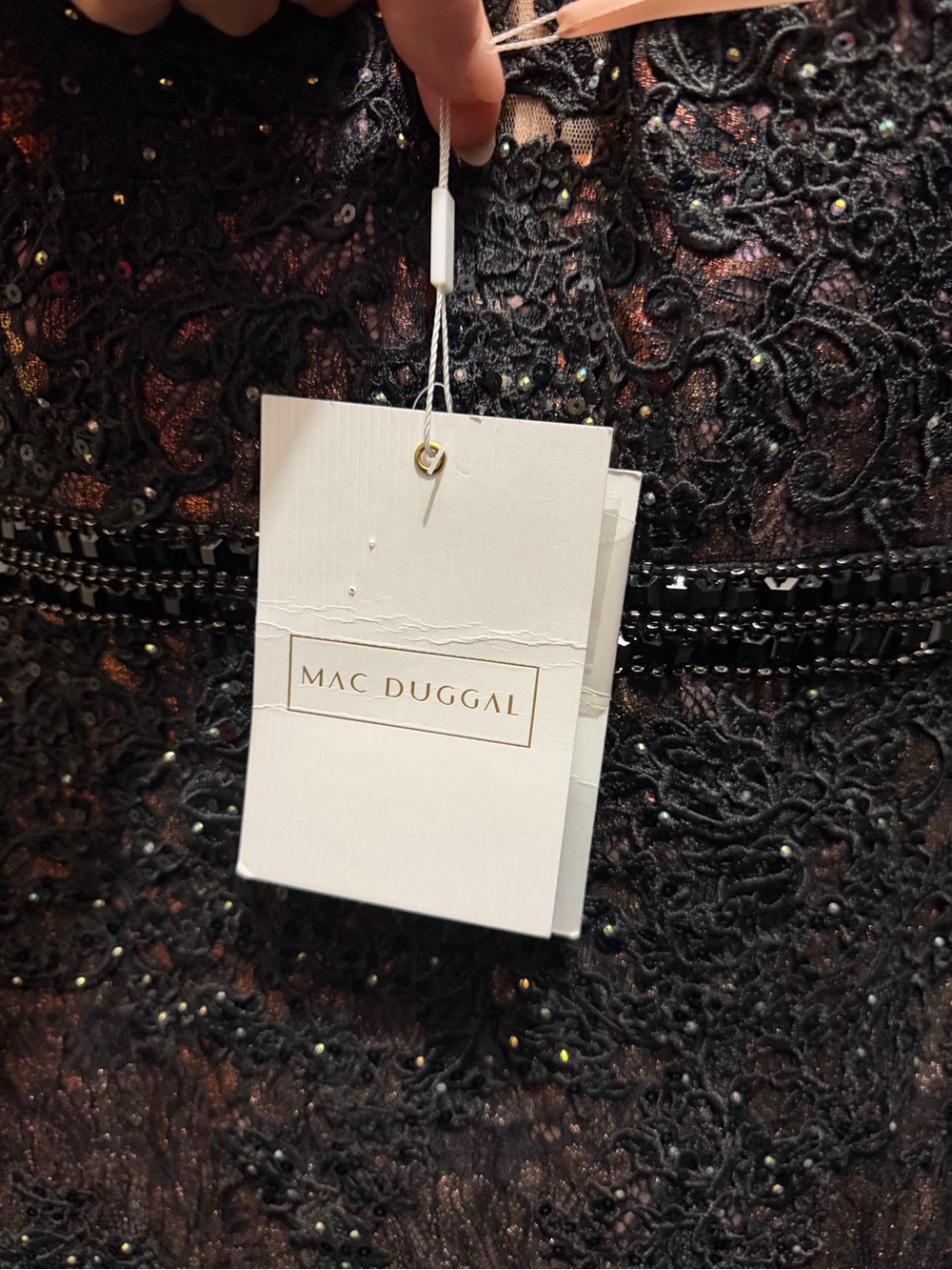 New Mac Duggal Black Lace Evening Gown - Picture 10 of 12
